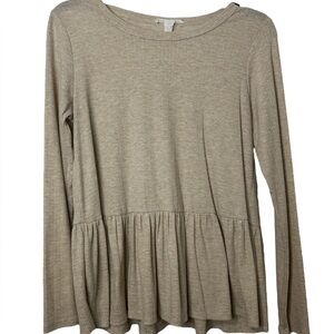 Women's Beige Peplum Top